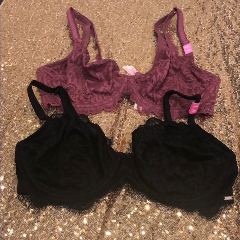 NWT PINK by Victoria’s Secret Lace Bra (2) 34DD
